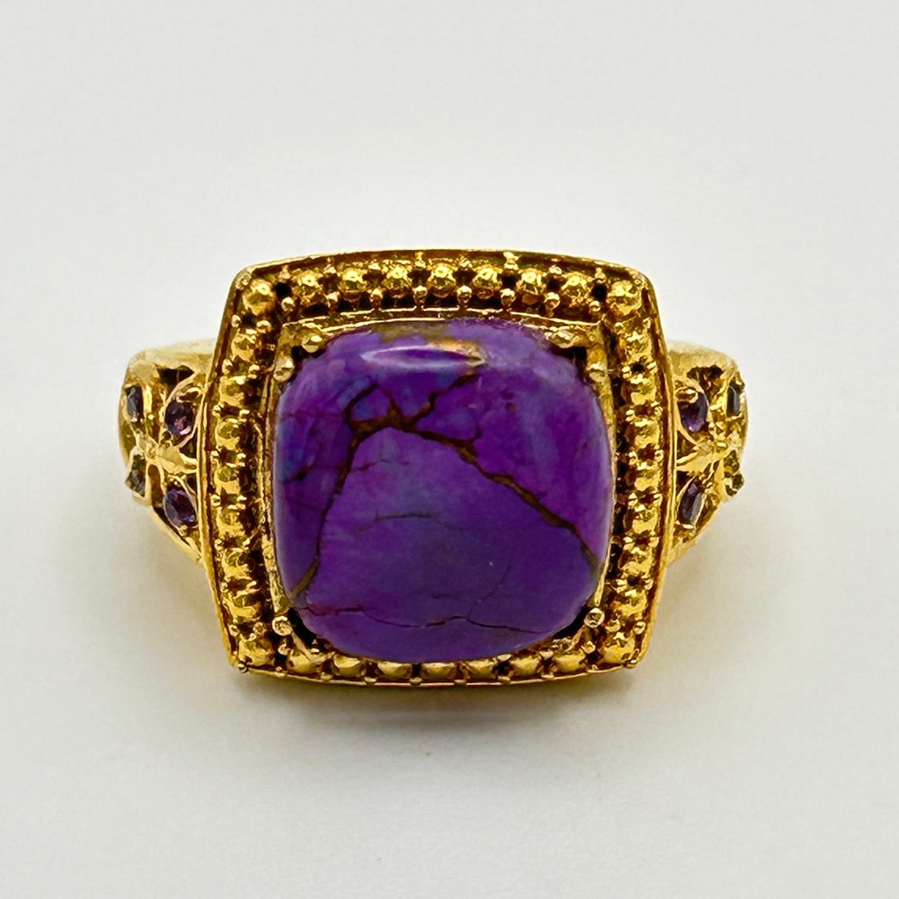 Purple Turquoise and Amethyst Ring; Size 7.75; GbD